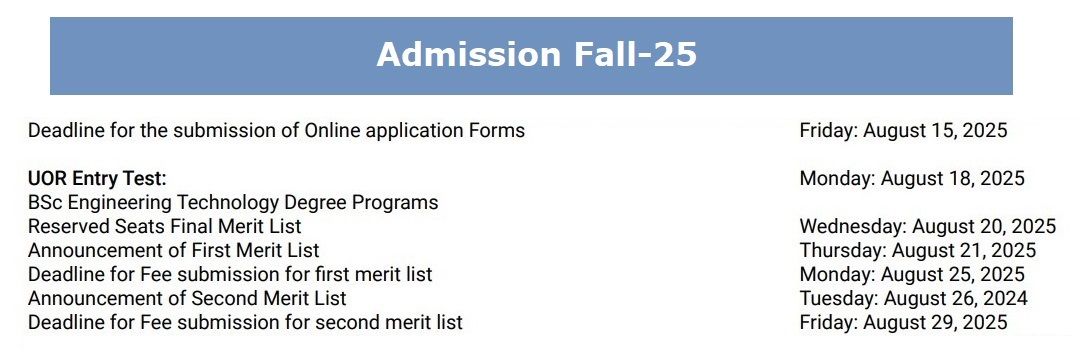 Admission Fall-25